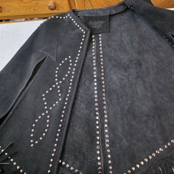 Western & Co. Black Suede Studded Fringe Cape - Genuine Leather - Picture 9 of 9